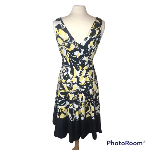 NINE WEST Black and Yellow Print fit and Flare Dress, size 10 - Picture 6 of 8
